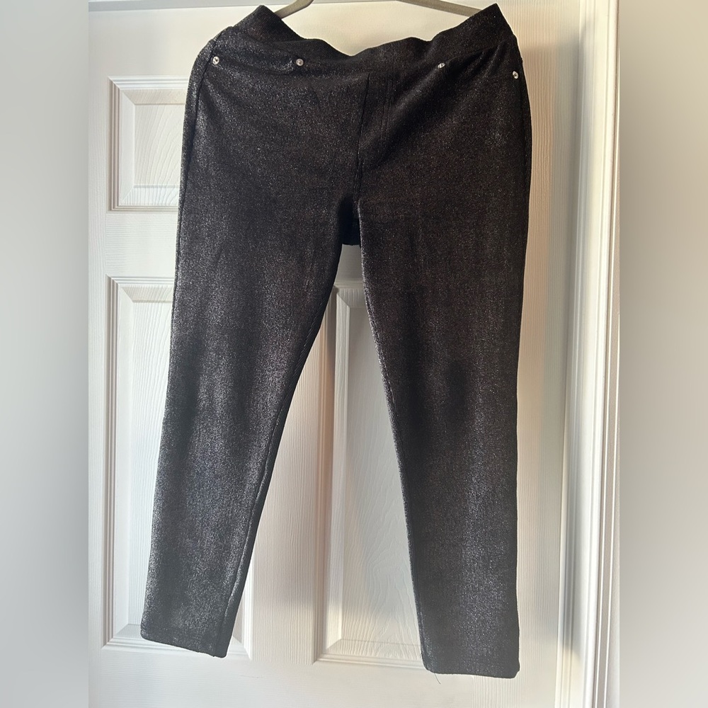 Michael Kors stretch velvet black silver glitter jeggings